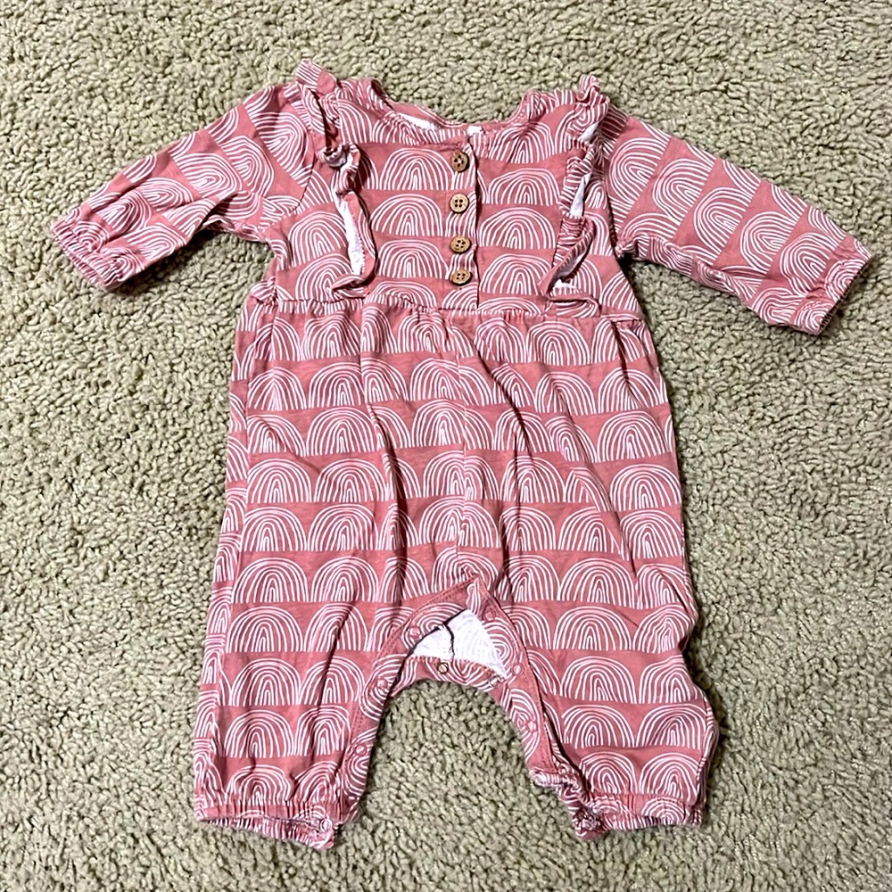 Baby girl long sleeve pant one piece with rainbows 0-3 months